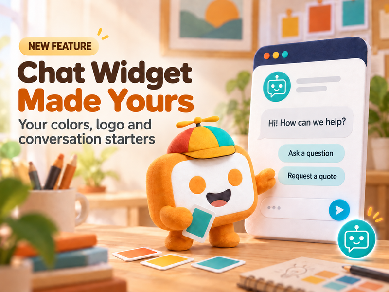 Customize your Chat Widget with your brand colors, logo, and conversation starters